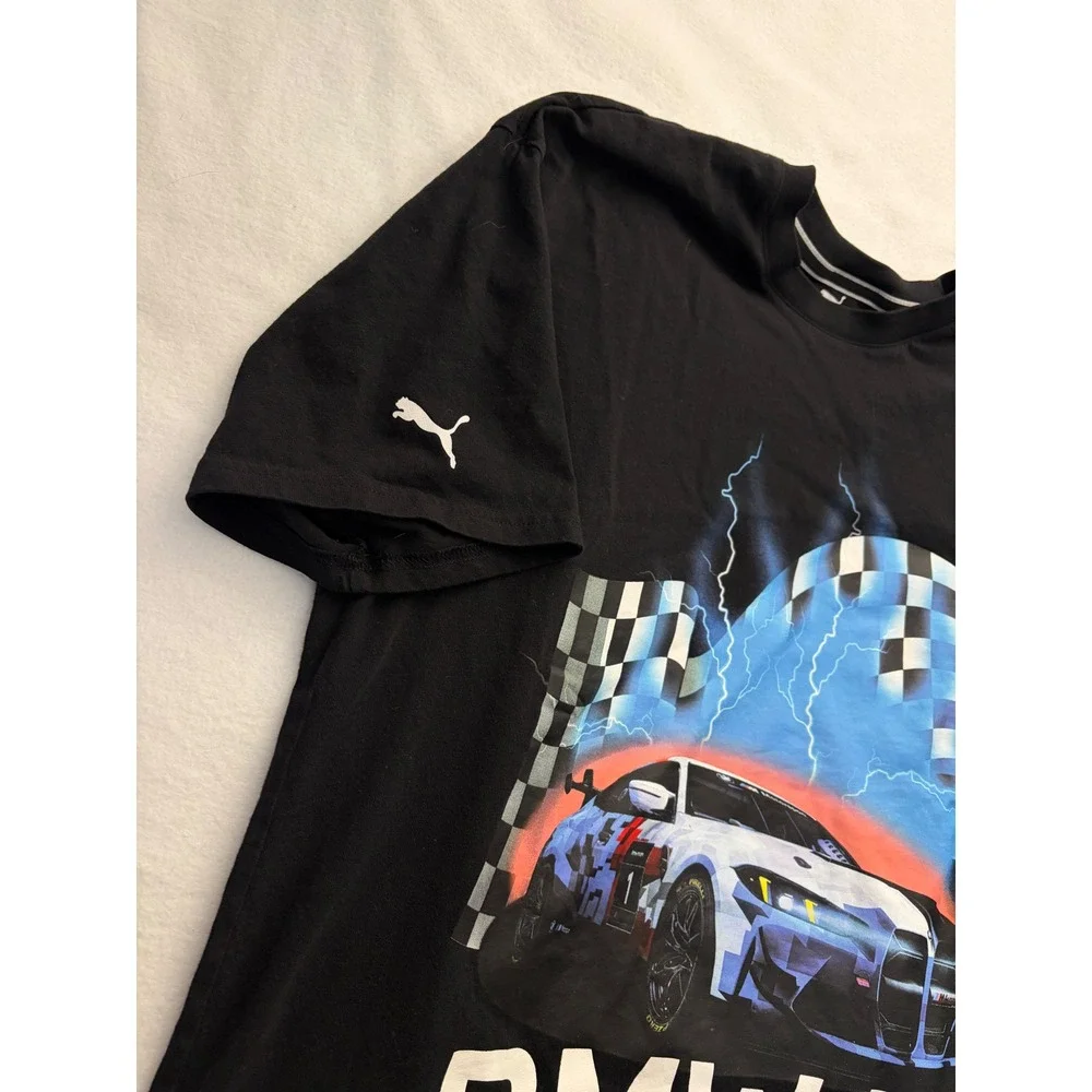 Puma BMW Mens Large Motorsport Graphic T-Shirt Black Racing Car Teee